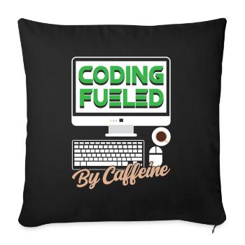 Programming powered by caffeine coding - Sofa pillowcase 17,3'' x 17,3'' (45 x 45 cm) - black - Front