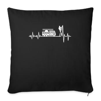 Heartbeat Firefighter Firefighter ECG Firefighter - Sofa pillowcase 17,3'' x 17,3'' (45 x 45 cm) - black - Front