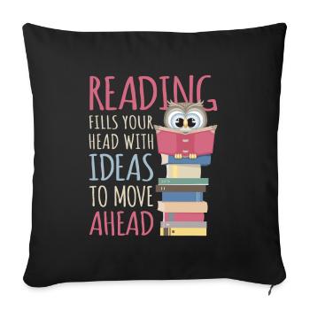 Bookworm reading Book Bookworm Library Owl - Sofa pillowcase 17,3'' x 17,3'' (45 x 45 cm) - black - Front