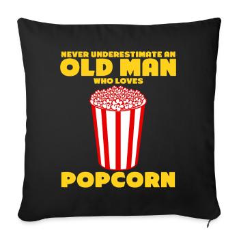 Old Man with Popcorn - Sofa pillowcase 17,3'' x 17,3'' (45 x 45 cm) - black - Front