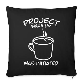 Café Bureau Matin grouch Réveil - Housse de coussin décorative 45 x 45 cm - noir - Devant