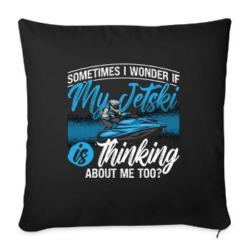 Jet Ski Parfois, je me demande Motomarine Jet Skier - Housse de coussin décorative 45 x 45 cm - noir - Devant