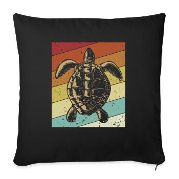 Tortue d’eau rétro Tortue géante - Housse de coussin décorative 45 x 45 cm - noir - Devant