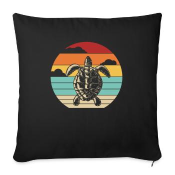 Retro Tortoise Water Turtle - Sofa pillowcase 17,3'' x 17,3'' (45 x 45 cm) - black - Front
