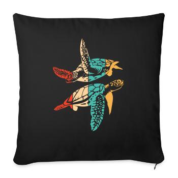 Retro Wasserschildkröte Riesenschildkröte - Sofakissenbezug 45 x 45 cm - Schwarz - Vorne