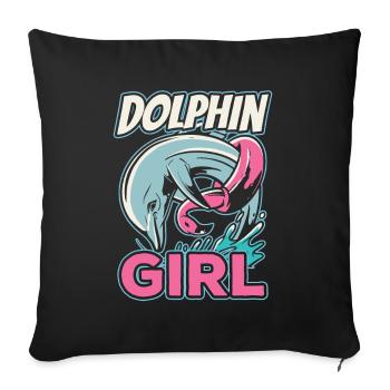 Dolphin Girl Dolphin Lovers Dolphins Dolphins - Housse de coussin décorative 45 x 45 cm - noir - Devant