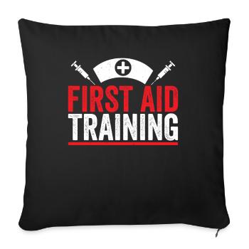 Erste Hilfe Ausbildung Lehrer Kurs Trainer - Sofakissenbezug 45 x 45 cm - Schwarz - Vorne
