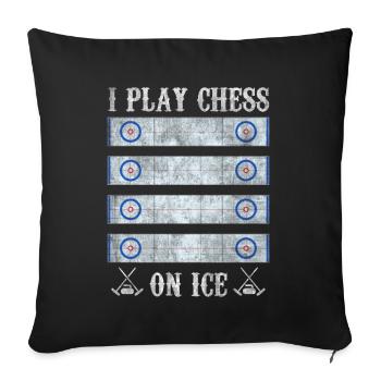 I play Chess on Ice Curling House - Sofa pillowcase 17,3'' x 17,3'' (45 x 45 cm) - black - Front