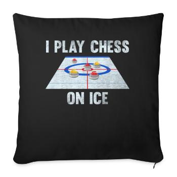 I play Chess on Ice Curling House - Sofa pillowcase 17,3'' x 17,3'' (45 x 45 cm) - black - Front