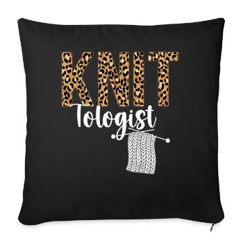 Knitting Knitter Leopard Cheetah - Sofakissenbezug 45 x 45 cm - Schwarz - Vorne
