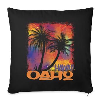 Vacances en famille Hawaï Oahu Palm Tree Beach Océan - Housse de coussin décorative 45 x 45 cm - noir - Devant