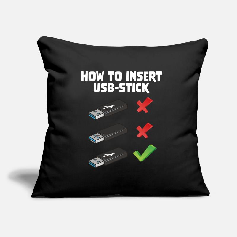 How To Insert USB Stick Funny Programmer Meme Sofakissenbezug 45 x 45 cm