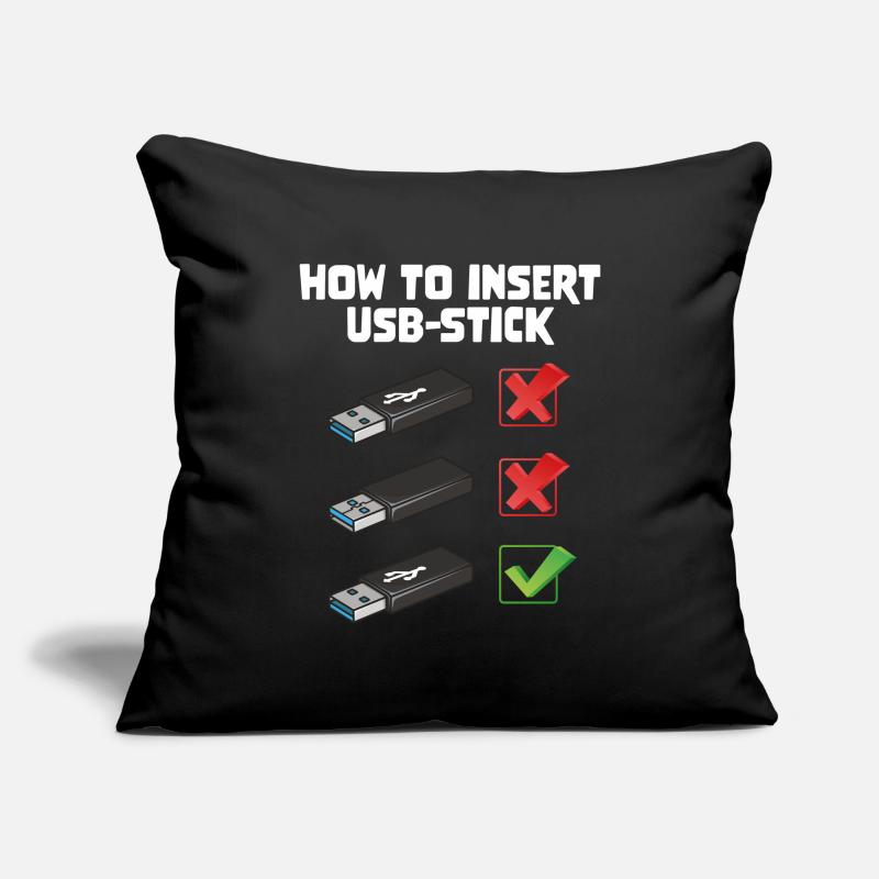 How To Insert USB Stick Funny Programmer Meme Sofakissenbezug 45 x 45 cm