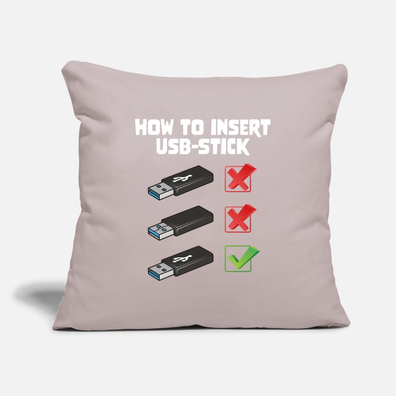 How To Insert USB Stick Funny Programmer Meme Sofakissenbezug 45 x 45 cm