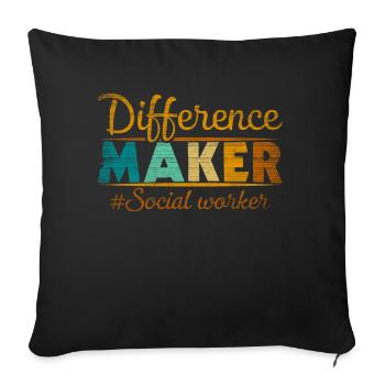 Difference Maker Proud Social Worker - Sofa pillowcase 17,3'' x 17,3'' (45 x 45 cm) - black - Front