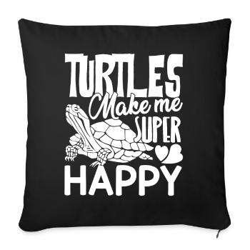 Turtle Turtles Make Me Super Happy - Sofa pillowcase 17,3'' x 17,3'' (45 x 45 cm) - black - Front