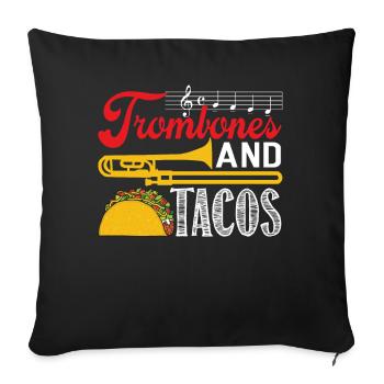 Trombone Trombones and Tacos - Sofa pillowcase 17,3'' x 17,3'' (45 x 45 cm) - black - Front