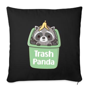 Cute Raccoon With Banana Peel In Garbage Bin - Sofa pillowcase 17,3'' x 17,3'' (45 x 45 cm) - black - Front