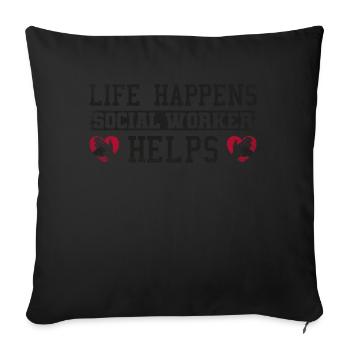 La vie se passe Un travailleur social aide Sozialarbeiter - Housse de coussin décorative 45 x 45 cm - noir - Devant