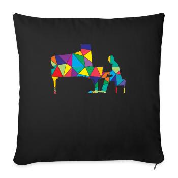 Piano Polygon Funny Piano - Sofa pillowcase 17,3'' x 17,3'' (45 x 45 cm) - black - Front
