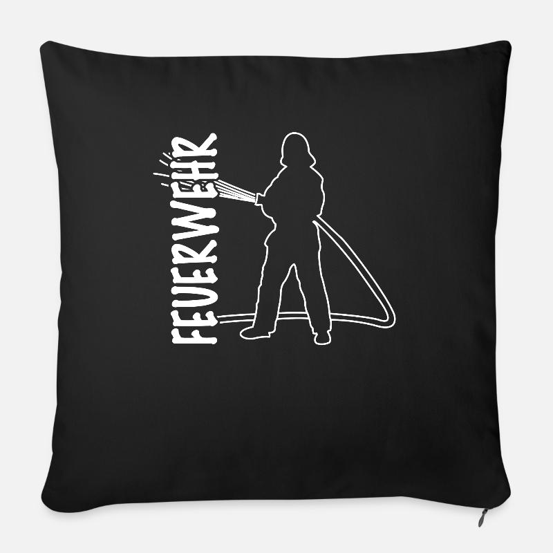 Feuerwehr Feuerwehrmann - Sofakissenbezug 45 x 45 cm - Schwarz