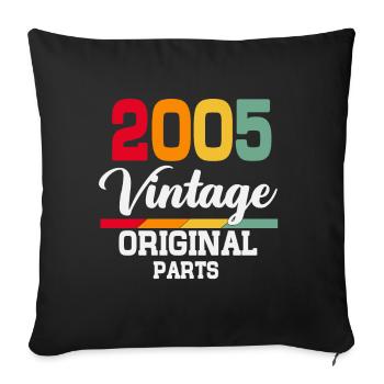 Né en 2005 Vintage Anniversaire Rétro - Housse de coussin décorative 45 x 45 cm - noir - Devant