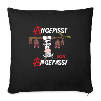 Angepisst von Angepasst Be Different Kuh Anarchie - Sofakissenbezug 45 x 45 cm - Schwarz - Vorne