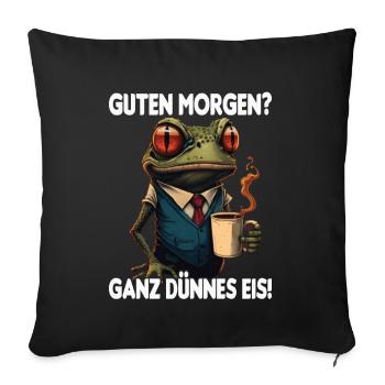 Kaffee Morgenmuffel Mitarbeiter Spruch Geschenk - Sofakissenbezug 45 x 45 cm - Schwarz - Vorne
