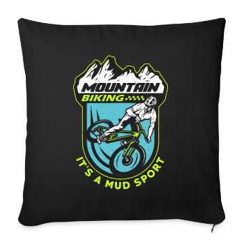 Le VTT c’est un cycliste de course de sport de boue - Housse de coussin décorative 45 x 45 cm - noir - Devant