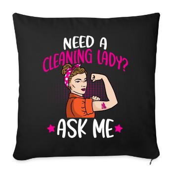 Besoin d’une femme de ménage - Housse de coussin décorative 45 x 45 cm - noir - Devant