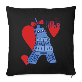 Love Paris Eiffel Tower Kawaii Parisian souvenir Fra - Sofa pillowcase 17,3'' x 17,3'' (45 x 45 cm) - black - Front