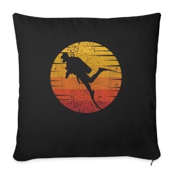 Goggles Diving Mask Diving Fins Diver Diver - Sofa pillowcase 17,3'' x 17,3'' (45 x 45 cm) - black - Front