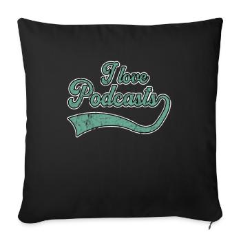 J’adore les podcasts - Housse de coussin décorative 45 x 45 cm - noir - Devant