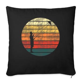 Hang Gliding Kite Flying Retro Gift - Sofa pillowcase 17,3'' x 17,3'' (45 x 45 cm) - black - Front