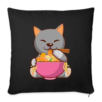 Japanese Ramen Food Cat Lovers - Sofa pillowcase 17,3'' x 17,3'' (45 x 45 cm) - black - Front