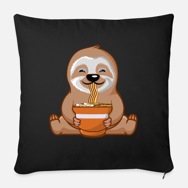 Ramen Eater Sloth Whisperer - Housse de coussin décorative 45 x 45 cm - noir