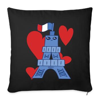 Niedliche Eiffelturm Paris Kawaii Pariser Andenken - Sofakissenbezug 45 x 45 cm - Schwarz - Vorne