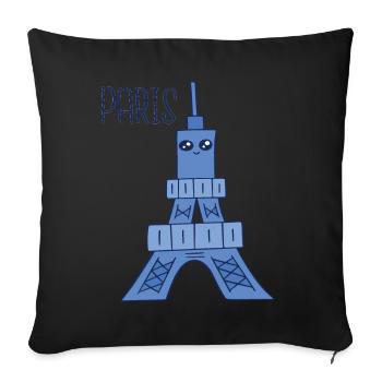 Paris Kawaii Eiffel Tower Parisian French Souv - Sofa pillowcase 17,3'' x 17,3'' (45 x 45 cm) - black - Front