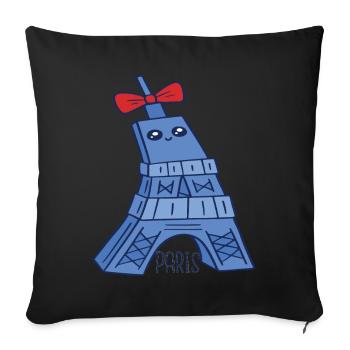 Niedliche Eiffelturm Kawaii Liebe Paris Souvenir P - Sofakissenbezug 45 x 45 cm - Schwarz - Vorne