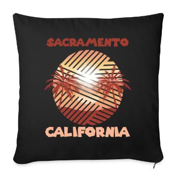 Retro Sacramento Kalifornien Palmen Surfen im Meer - Sofakissenbezug 45 x 45 cm - Schwarz - Vorne