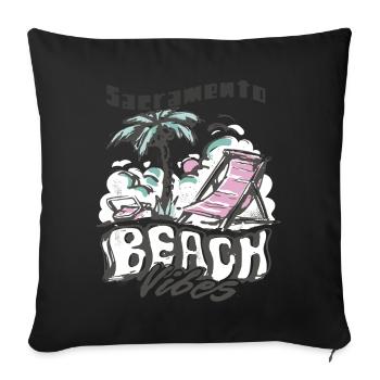 Familienurlaub Kalifornien Sacramento Palme Strand - Sofakissenbezug 45 x 45 cm - Schwarz - Vorne