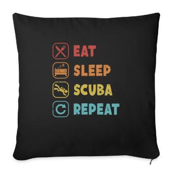 Eat Sleep Scuba Repeat Goggles Diving Mask - Sofa pillowcase 17,3'' x 17,3'' (45 x 45 cm) - black - Front