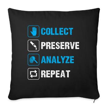 Recueillir. Préserver. Analyser. Répéter. - Housse de coussin décorative 45 x 45 cm - noir - Devant