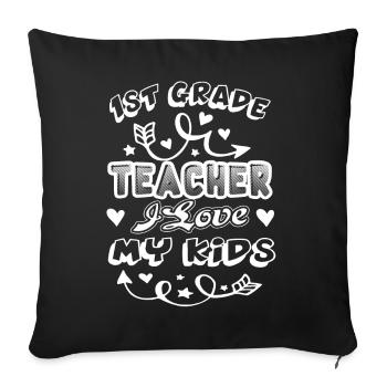 1st Grade Teacher 1st Grade Teacher Loves Students - Sofa pillowcase 17,3'' x 17,3'' (45 x 45 cm) - black - Front