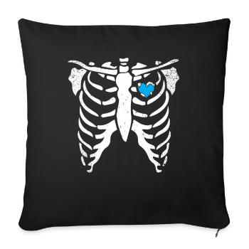 Skeleton Ice Heart Rib Cage X-Ray Funny Halloween - Sofa pillowcase 17,3'' x 17,3'' (45 x 45 cm) - black - Front