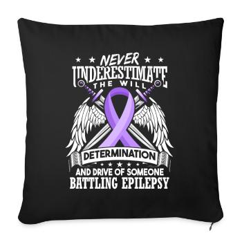 Epilepsy Awareness Warrior - Sofa pillowcase 17,3'' x 17,3'' (45 x 45 cm) - black - Front