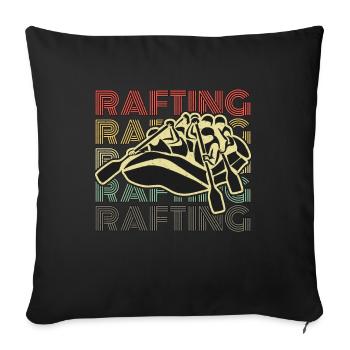 Rafting Rétro Pagayage Canoë Kayak Navigation de plaisance - Housse de coussin décorative 45 x 45 cm - noir - Devant