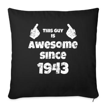 80e anniversaire millésime 1943 - Housse de coussin décorative 45 x 45 cm - noir - Devant