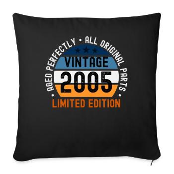 18th Birthday Vintage 2005 - Sofa pillowcase 17,3'' x 17,3'' (45 x 45 cm) - black - Front