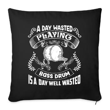 Bass Drum A Day Playing Bass Drum - Sofa pillowcase 17,3'' x 17,3'' (45 x 45 cm) - black - Front